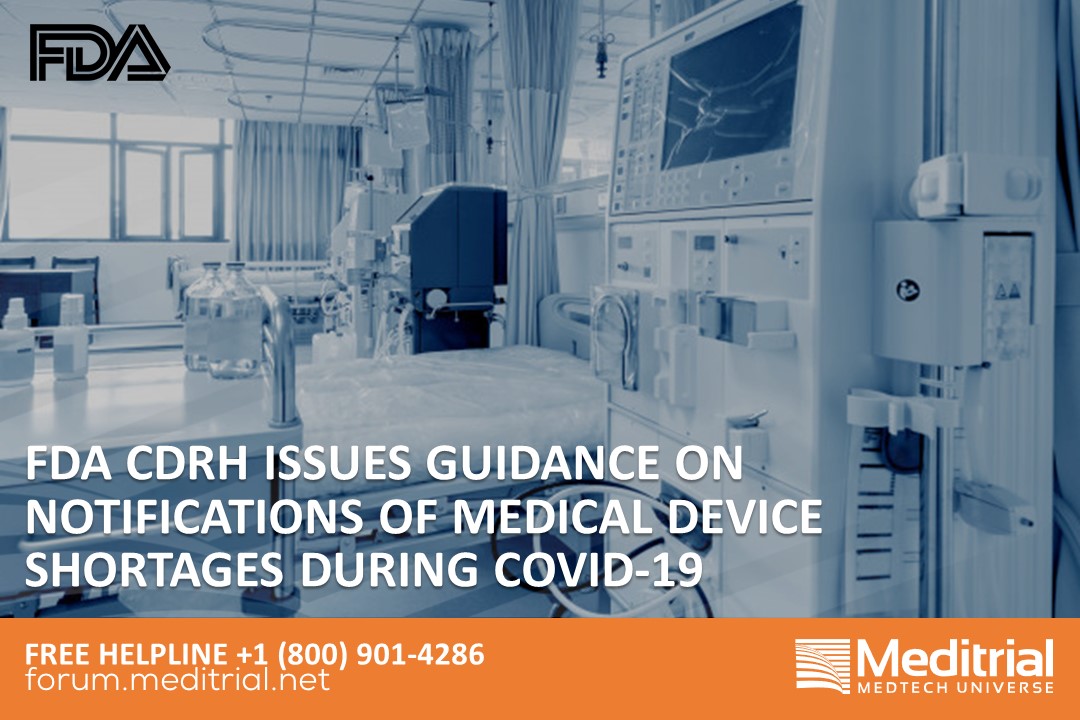 FDA CDRH issues guidance on notifications of medical device shortages
